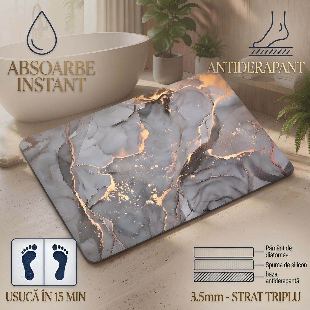 Covoras de Baie Jaskus, Diatomit Ultra Absorbant, Marmura
