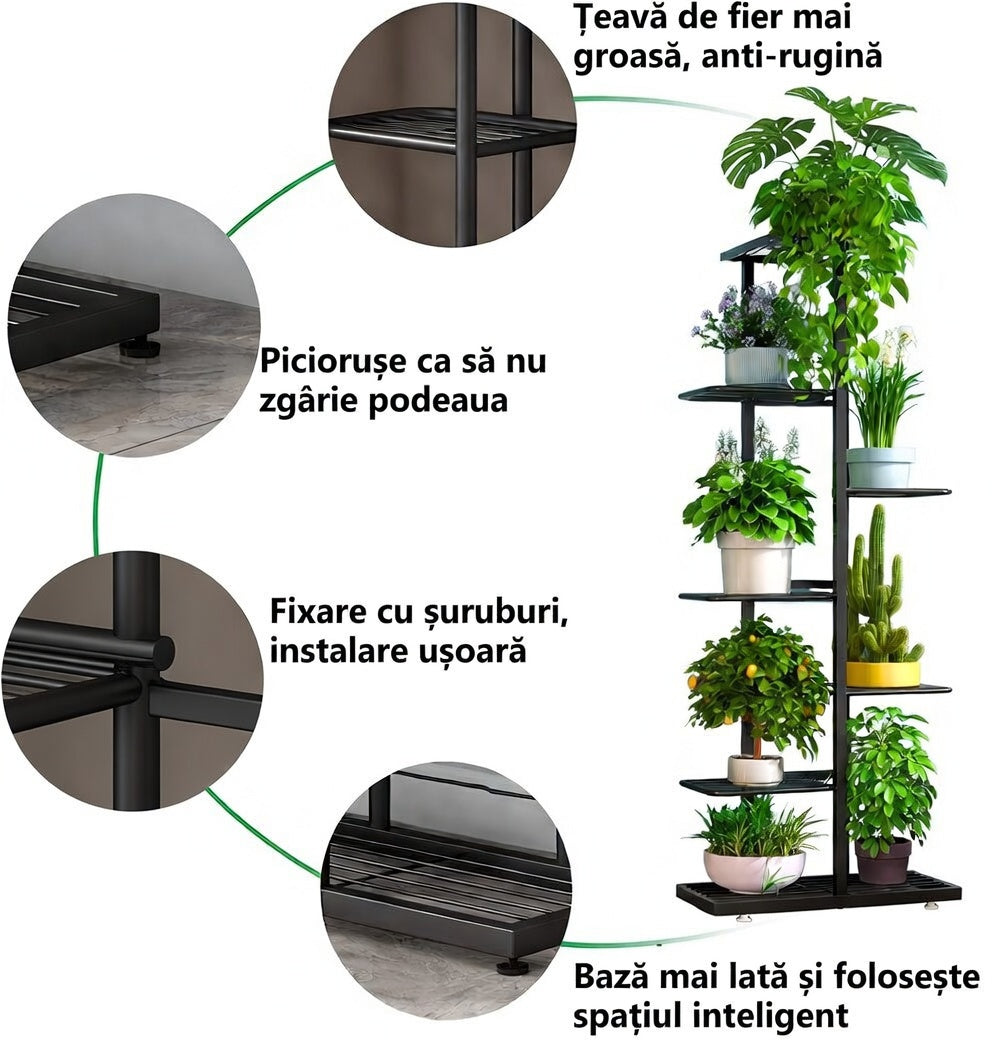 Etajera Plante Jaskus 7 Etaje, Negru