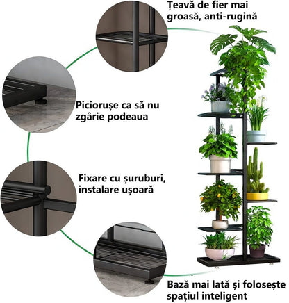 Etajera Plante Jaskus 7 Etaje, Negru