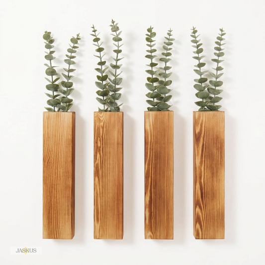 Vaze Decorative Jaskus, Set 4, Perete, Lemn de Fag
