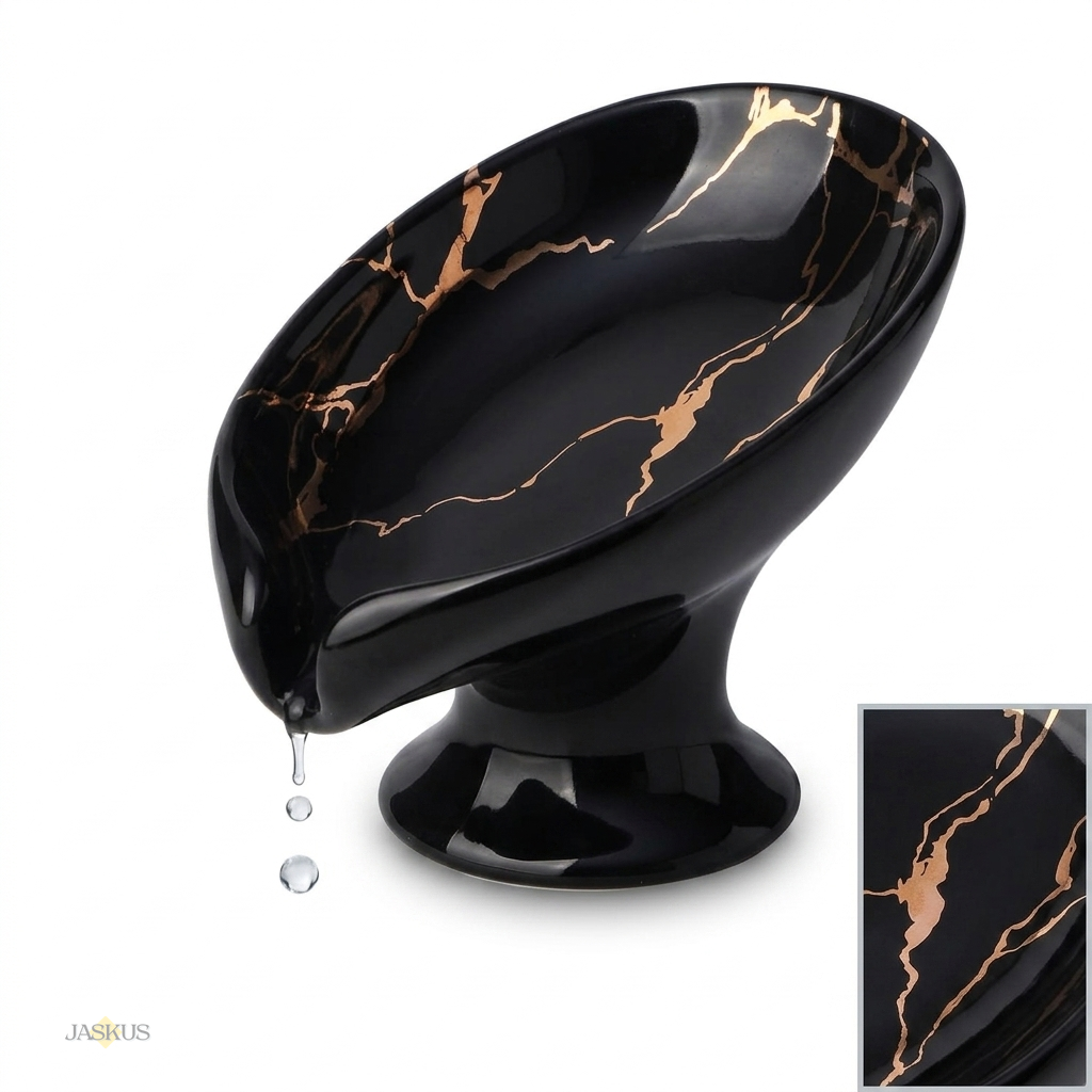 Savoniera Jaskus, Ceramica, Drenaj, Aspect Marmorat, Negru Cu Drenaj